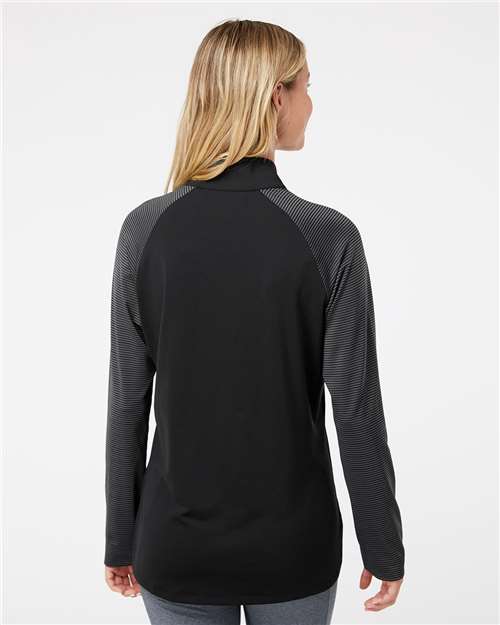 Adidas A521 Women's Ultimate365 Lightweight Raglan Quarter-Zip Pullover - Black - model back