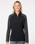 Adidas A521 Women's Ultimate365 Lightweight Raglan Quarter-Zip Pullover - Black - model front