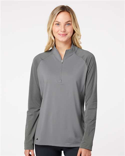 Adidas A521 Women's Ultimate365 Lightweight Raglan Quarter-Zip Pullover - Grey Three - model front