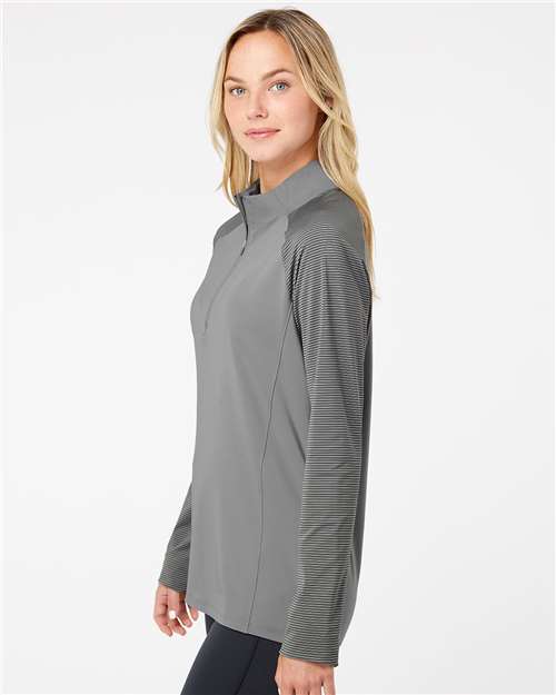 Adidas A521 Women's Ultimate365 Lightweight Raglan Quarter-Zip Pullover - Grey Three - model side