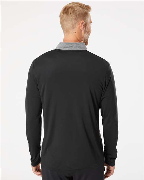 Adidas A522 Men's Ultimate365 Heather Block Print Quarter-Zip Pullover - Black Melange/ Black/ Grey Three - model back