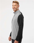 Adidas A522 Men's Ultimate365 Heather Block Print Quarter-Zip Pullover - Black Melange/ Black/ Grey Three - model side