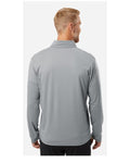 Adidas A522 Men's Ultimate365 Heather Block Print Quarter-Zip Pullover - Grey Three Melange/ Grey Three/ Black - model back