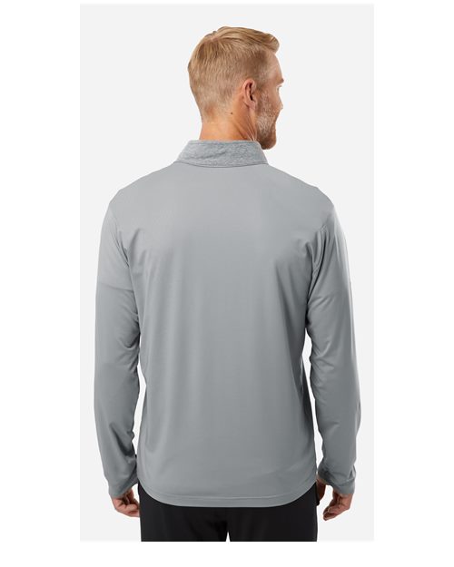 Adidas A522 Men's Ultimate365 Heather Block Print Quarter-Zip Pullover - Grey Three Melange/ Grey Three/ Black - model back