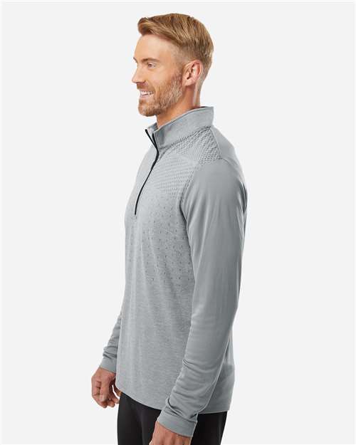 Adidas A522 Men's Ultimate365 Heather Block Print Quarter-Zip Pullover - Grey Three Melange/ Grey Three/ Black - model side