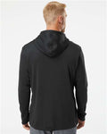 Adidas A530 Men's Textured Mixed Media Midweight Hooded Sweatshirt - Black - model back