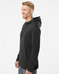 Adidas A530 Men's Textured Mixed Media Midweight Hooded Sweatshirt - Black - model side