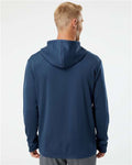Adidas A530 Men's Textured Mixed Media Midweight Hooded Sweatshirt - Collegiate Navy - model back