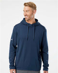 Adidas A530 Men's Textured Mixed Media Midweight Hooded Sweatshirt - Collegiate Navy - model front