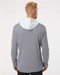 Adidas A530 Men's Textured Mixed Media Midweight Hooded Sweatshirt - Grey Three - model back