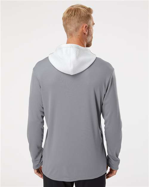 Adidas A530 Men's Textured Mixed Media Midweight Hooded Sweatshirt - Grey Three - model back