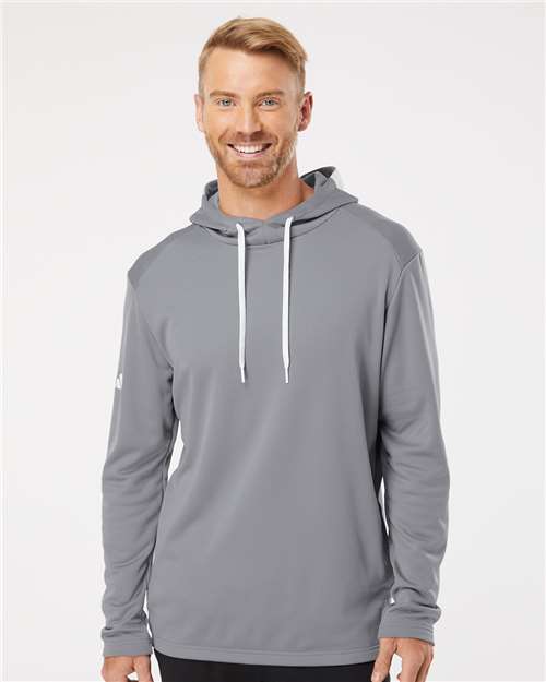 Adidas A530 Men's Textured Mixed Media Midweight Hooded Sweatshirt - Grey Three - model front