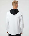 Adidas A530 Men's Textured Mixed Media Midweight Hooded Sweatshirt - White - model back