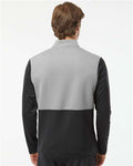Adidas A532 Men's Textured Mixed Media Quarter-Zip Pullover - Black/ Grey Three - model back