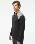 Adidas A532 Men's Textured Mixed Media Quarter-Zip Pullover - Black/ Grey Three - model side