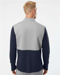 Adidas A532 Men's Textured Mixed Media Quarter-Zip Pullover - Collegiate Navy/ Grey Three - model back