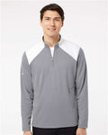 Adidas A532 Men's Textured Mixed Media Quarter-Zip Pullover - Grey Three/ White - model front