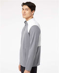 Adidas A532 Men's Textured Mixed Media Quarter-Zip Pullover - Grey Three/ White - model side