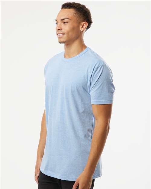 Next Level 6210 CVC T-Shirt - Heather Columbia Blue - model side