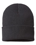 Atlantis Headwear RIO Sustainable Rib Cuffed Beanie - Black - front