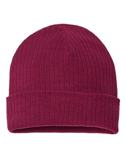 Atlantis Headwear RIO Sustainable Rib Cuffed Beanie - Burgundy - back