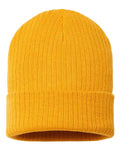 Atlantis Headwear RIO Sustainable Rib Cuffed Beanie - Mustard Yellow - front