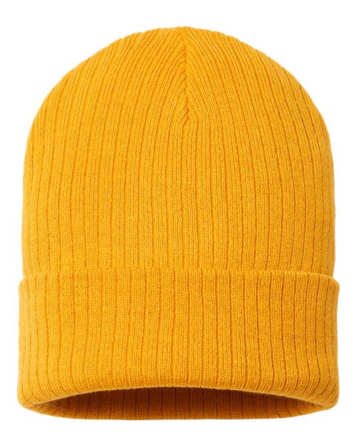 Atlantis Headwear RIO Sustainable Rib Cuffed Beanie - Mustard Yellow - front