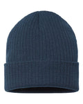 Atlantis Headwear RIO Sustainable Rib Cuffed Beanie - Navy - front