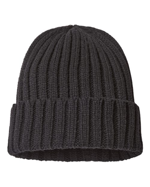 Atlantis Headwear SHORE Sustainable Cable Knit Cuffed Beanie - Black - back