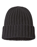 Atlantis Headwear SHORE Sustainable Cable Knit Cuffed Beanie - Black - front