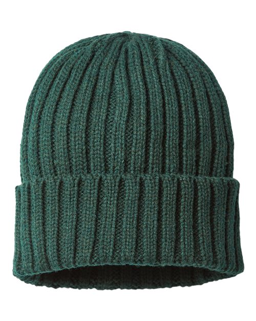 Atlantis Headwear SHORE Sustainable Cable Knit Cuffed Beanie - Bottle Green - back