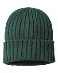 Atlantis Headwear SHORE Sustainable Cable Knit Cuffed Beanie - Bottle Green - front