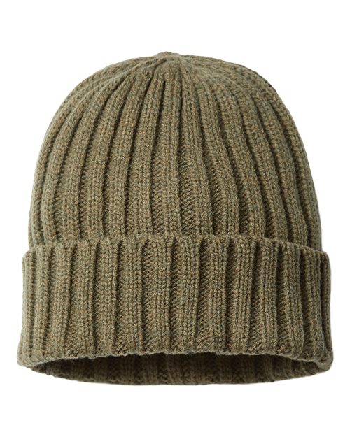 Atlantis Headwear SHORE Sustainable Cable Knit Cuffed Beanie - Olive - back