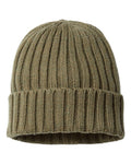 Atlantis Headwear SHORE Sustainable Cable Knit Cuffed Beanie - Olive - front