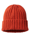 Atlantis Headwear SHORE Sustainable Cable Knit Cuffed Beanie - Rusty - back