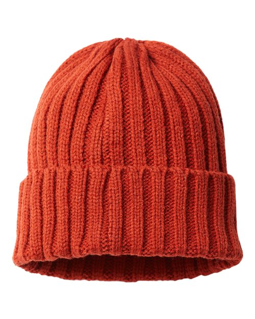 Atlantis Headwear SHORE Sustainable Cable Knit Cuffed Beanie - Rusty - front