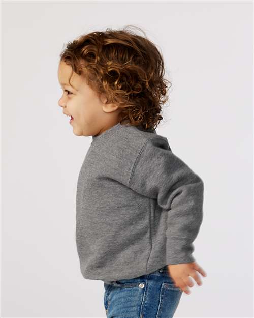 Rabbit Skins 3317 Toddler Fleece Crewneck Sweatshirt - Granite Heather - model side