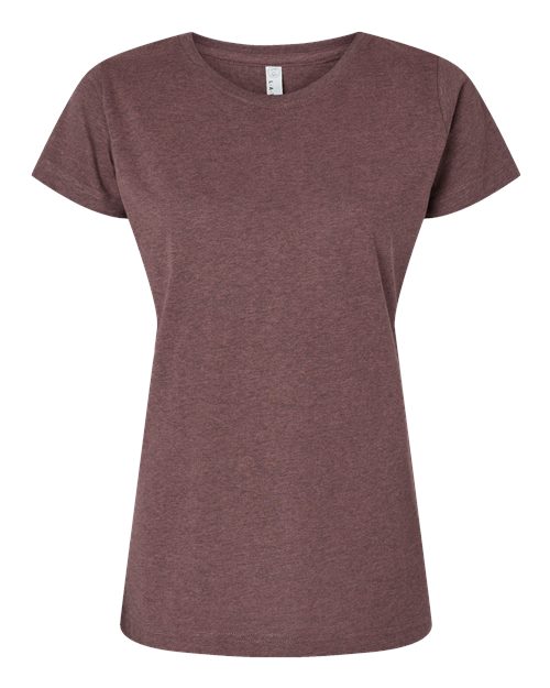 LAT 3516 Women's Fine Jersey Tee - Sangria Blackout - front