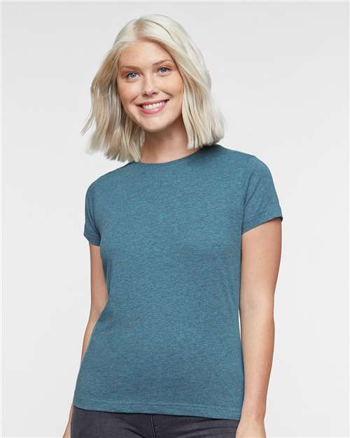 LAT 3516 Women's Fine Jersey Tee - Surf Blackout - model front