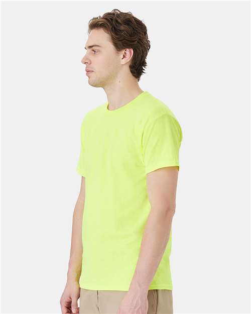 Hanes 5280 Essential-T T-Shirt - Safety Green - model side