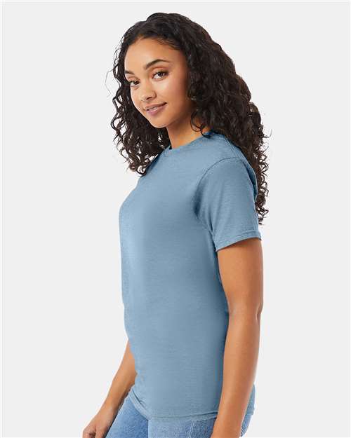 Hanes 5280 Essential-T T-Shirt - Stonewashed Blue - model side