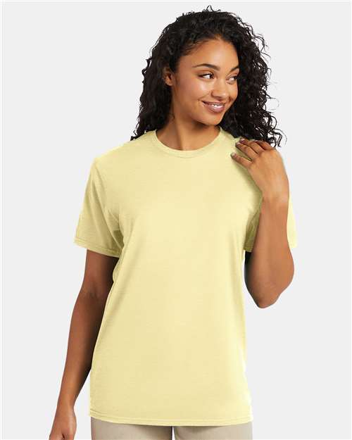 Hanes 4980 Perfect-T T-Shirt - Lemon Meringue Heather - model front