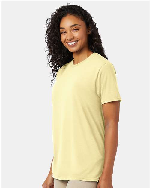Hanes 4980 Perfect-T T-Shirt - Lemon Meringue Heather - model side