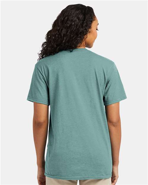 Hanes 4980 Perfect-T T-Shirt - Marbled Green Clay - model back