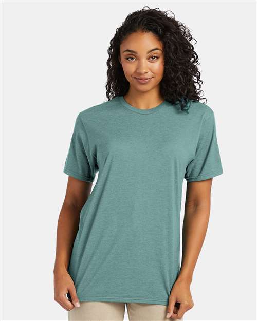 Hanes 4980 Perfect-T T-Shirt - Marbled Green Clay - model front