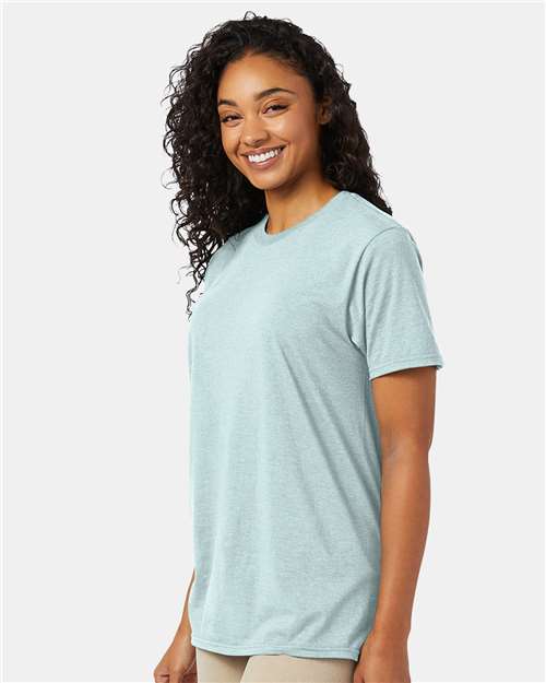 Hanes 4980 Perfect-T T-Shirt - Marbled Ice Fall - model side