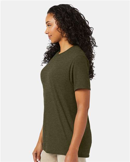 Hanes 4980 Perfect-T T-Shirt - Military Green Heather - model side