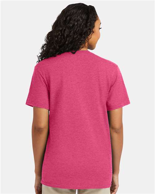 Hanes 4980 Perfect-T T-Shirt - Wow Pink Heather - model back