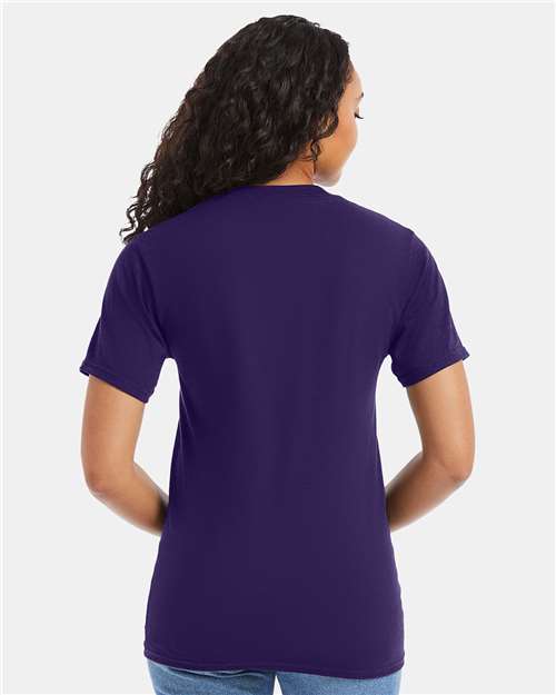 Hanes 5180 Unisex Beefy-T T-Shirt - Grape Smash - model back