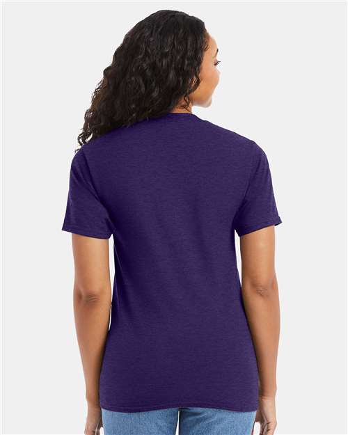 Hanes 5180 Unisex Beefy-T T-Shirt - Grape Smash Heather - model back